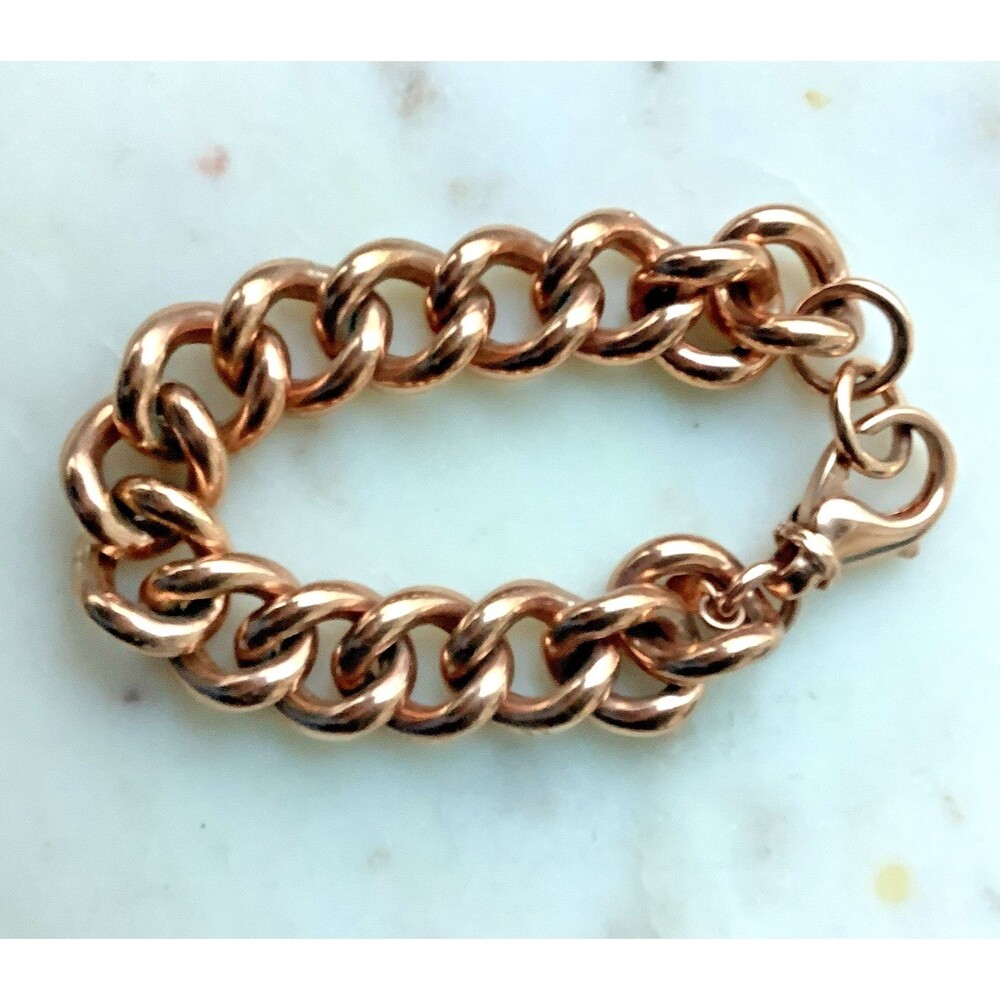 Vintage Milor Bracelet Copper Bronze Tin Made In Italy Chunky Chain 6.5" Signed